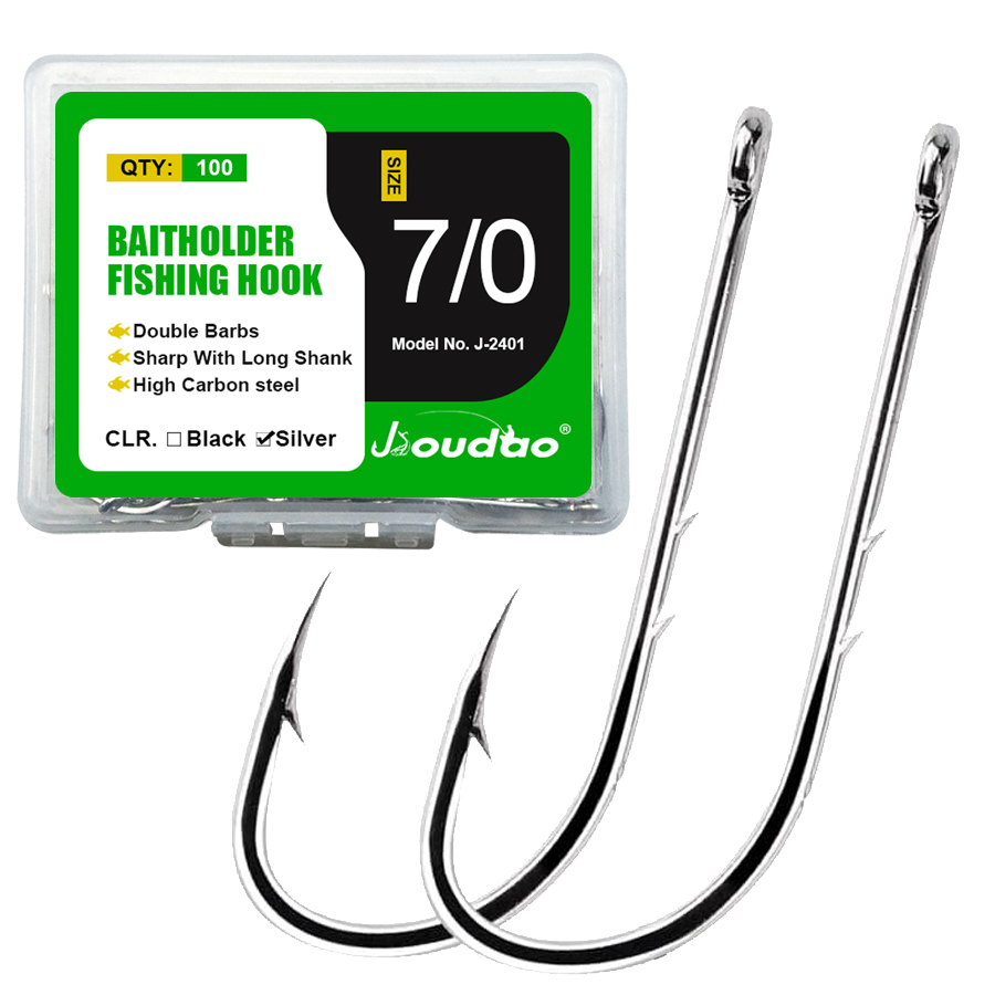 Fishing Hook Offset - 高炭素鋼の釣り針,釣り用フック,2つのシャンク,サイズ1/0-8/0, 100個