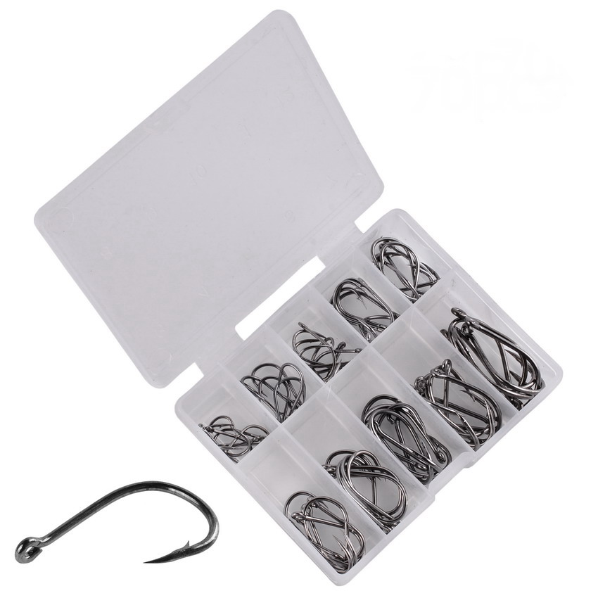 Fishing Hook Assortment - 釣り用フックのセット,魚を捕まえるためのフックのセット,釣り用の機器,ミノー釣り道具,3 #-12 #10,サイズ70〜ピース/箱