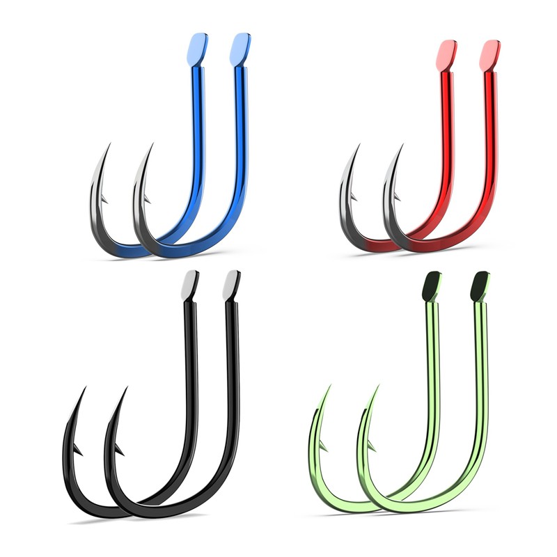 Fishing Hook Assortment - 50 個フラット釣りフック海有刺鉄線釣りルアーシャンクくちばしライブ餌ホルダー鯉釣りジグワームフックアクセサリータックル