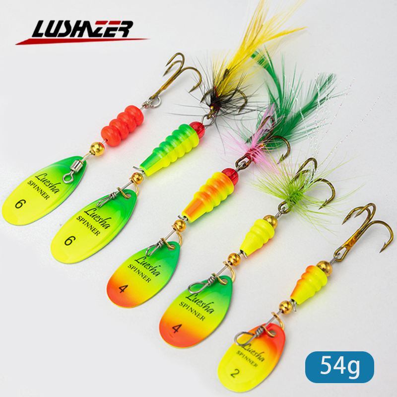 Lushazer-スプーンのような釣りルアー,フェザー付き, - Fishing Hook Treble のレビューと価格