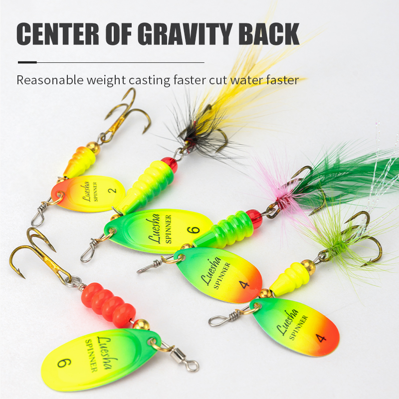 Lushazer-スプーンのような釣りルアー,フェザー付き, - Fishing Hook Treble のレビューと価格