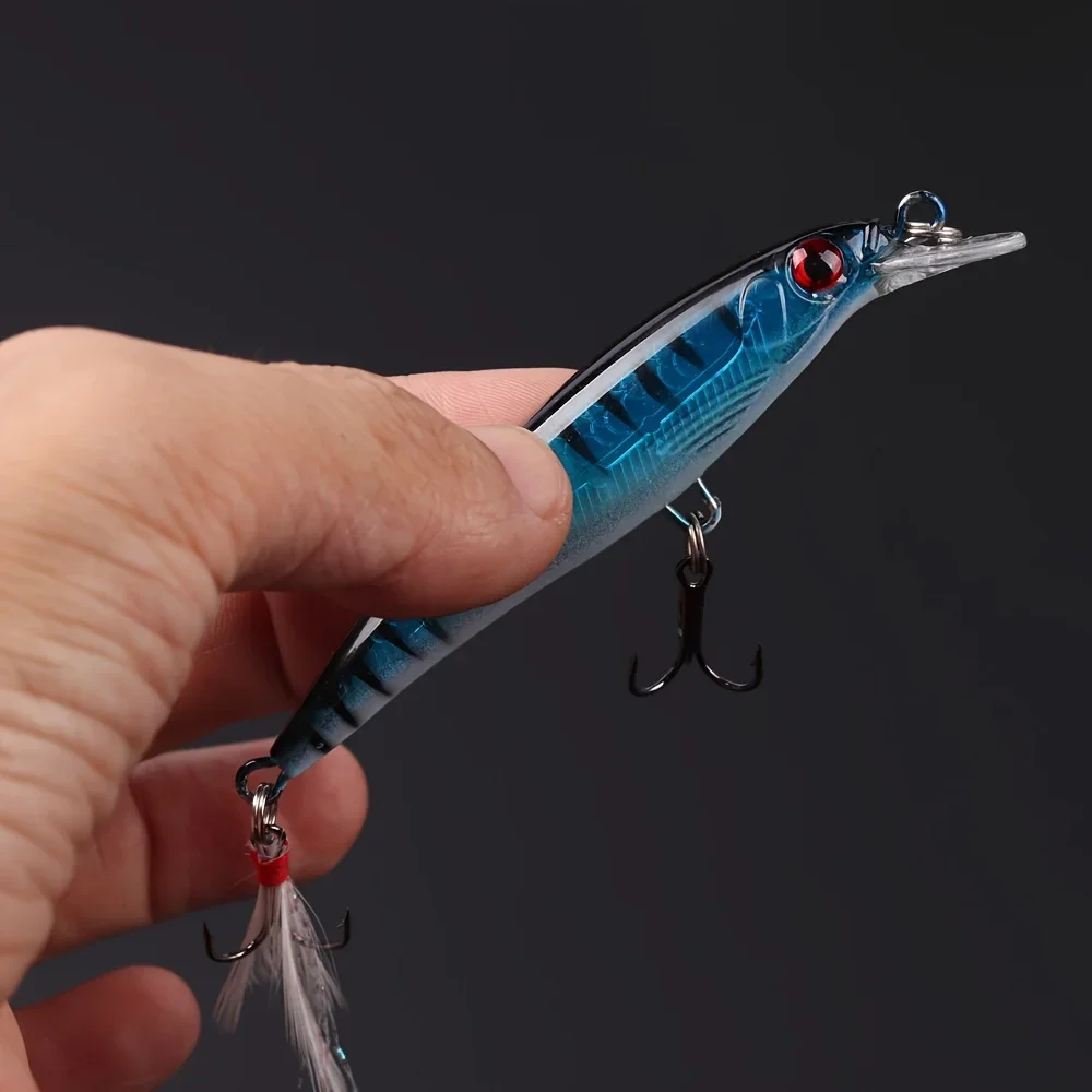 3Dレーザーアイミノールアー,フェザー付きハードベイト,最大 - Fishing Hook Treble のレビューと価格