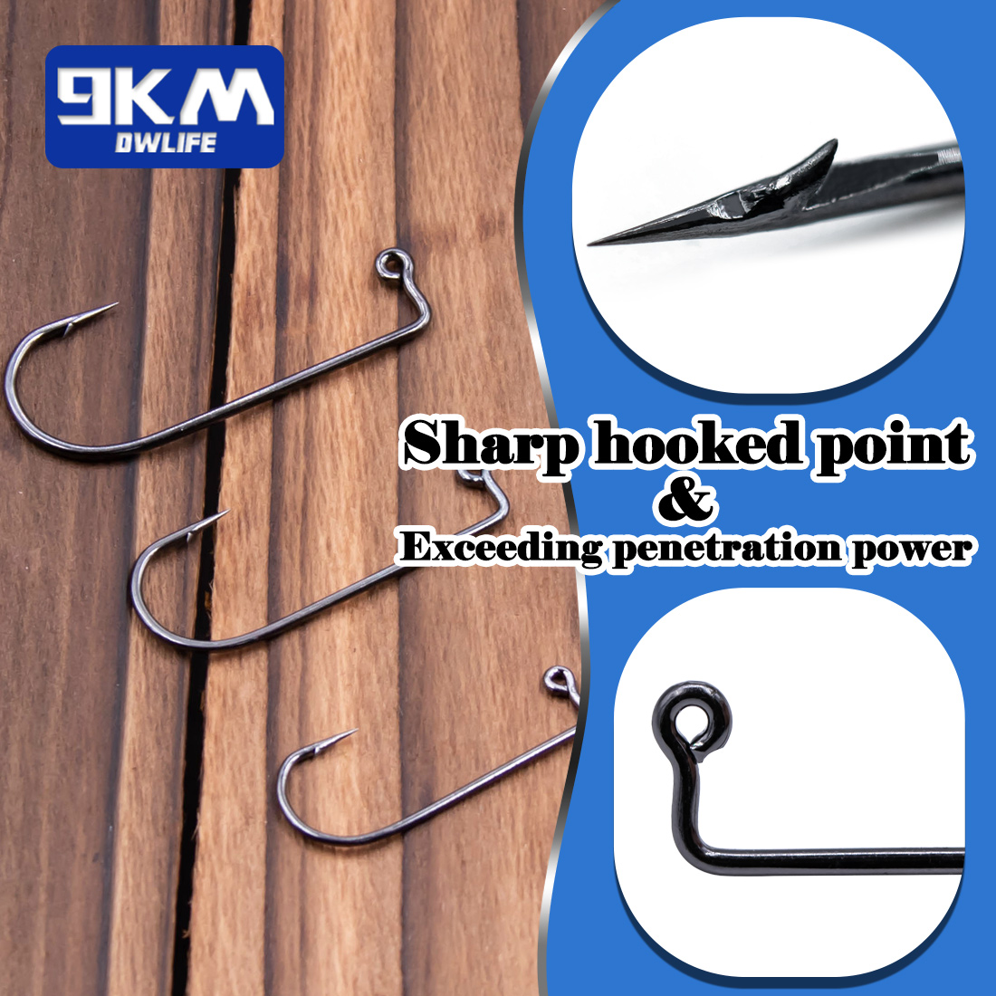 9KM 90度の釣り針、50～200個入り。長いシャンク、ジ - Fishing Hook Offset のレビューと価格